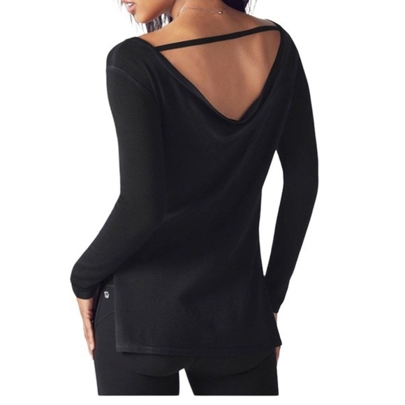 Fabletics Sweater Womens XS‎ Black Emerson Cowl Back Casual Athleisure Commute - Picture 10 of 10